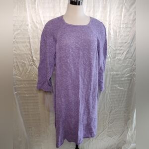 Gudrun Sjoden Linen Cotton Marled Knit Nubby Sweater Dress Purple XL